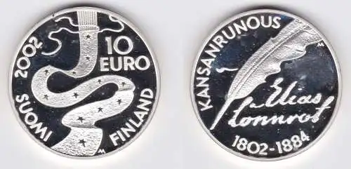 10 Euro Silbermünze Suomi Finnland Elias Lönnrot 2002 PP (158262)