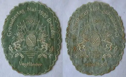 seltener gestickter Aufnäher Grenadiertag Dresden Mai 1924 Vogtländer (154105)