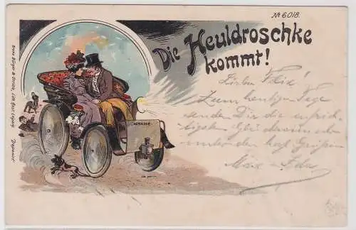 79928 Künstler AK Bruno Bürger Leipzig No. 6018 Die Heuldroschke kommt! 1900