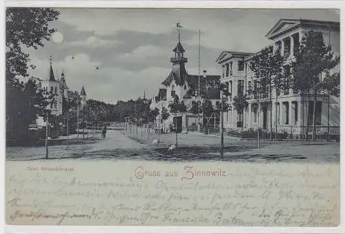 59867 Mondscheinkarte Gruß aus Zinnowitz neue Strandstraße 1899