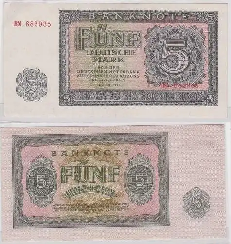 Banknote 5 Mark DDR 1955 Ro.Nr.349 a fast kassenfrisch (147659)