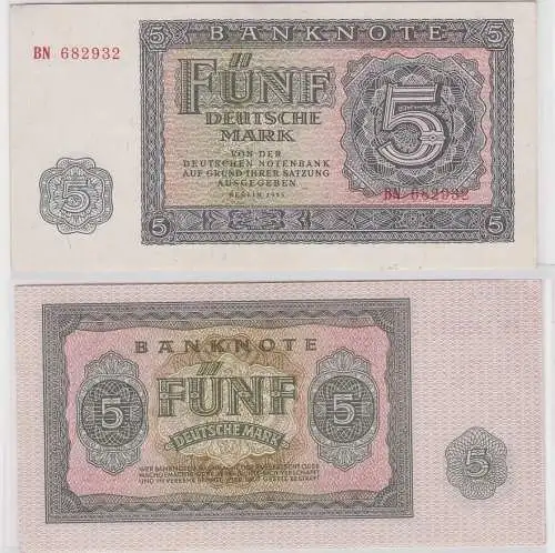 Banknote 5 Mark DDR 1955 Ro.Nr.349 a fast kassenfrisch (144672)