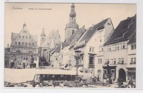 908402Ak Eisleben Markt mit Wochenmarkt um 1910