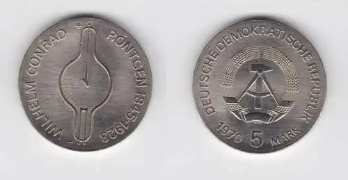 DDR Gedenk Münze 5 Mark Wilhelm Conrad Röntgen 1970 Stempelglanz (136925)