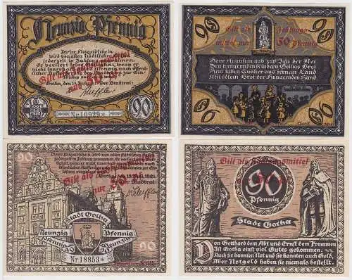 2 x 50 Pf. Überdruck Banknote Notgeld Stadt Gotha 1921 (140736)