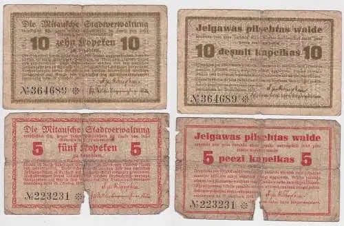 5 und 10 Kopeken LETTLAND Jelgava (Mitau) 1915 (148329)