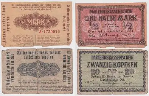 20 Kopeken und 1/2 Mark Banknoten Darlehnskasse Ost 1916/1918 (147296)