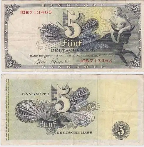5 Mark Banknote Bank Deutscher Länder 9.12.1948 Rosenberg Nr. 252 c (141359)