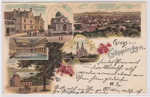 70349 Ak Lithographie Gruß aus Göppingen Synagoge usw. 1900