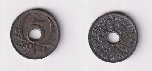 5 Groszy Zink Münze Polen Polskie 1939 vz (167556)