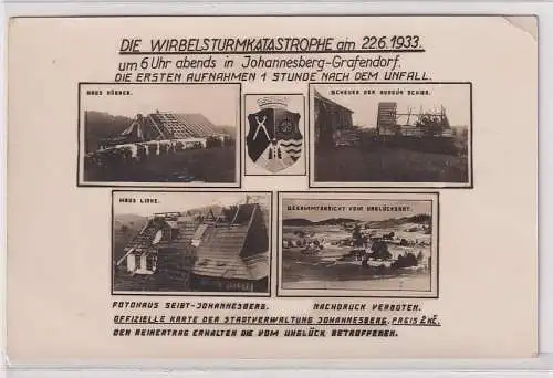 908264 Foto Wirbelsturmkatastrophe am 22.6.1933 in Johannesberg Grafendorf 