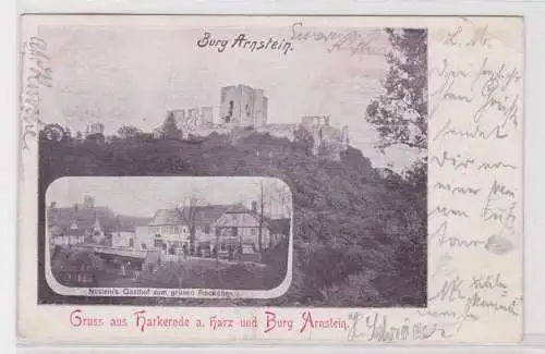 906597 Ak Gruß aus Harkerode am Harz und Burg Arnstein 1902