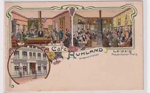 908114 Ak Lithographie Leipzig Plauenscher Platz Café Ruhland um 1900