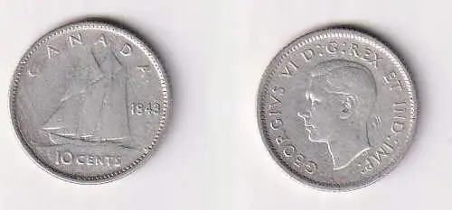 10 Cents Silber Münze Kanada Canada Schiff 1943 ss (166827)