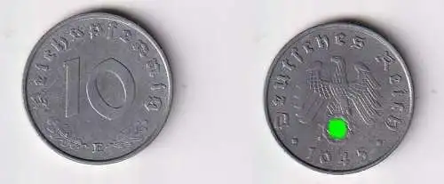 10 Pfennig Zink Münze 3.Reich 1945 E Jäger 371 vz (166805)