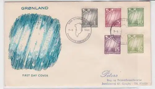 906486 FDC First Day Cover Ersttagsbrief Grönland Nordlichter STRØMFJORD 1963
