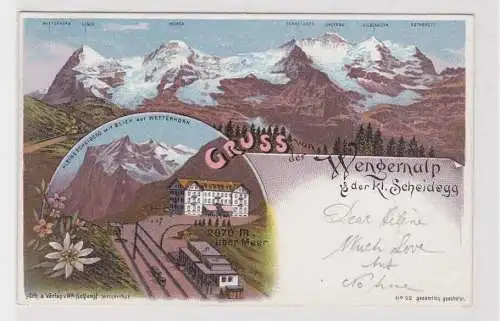 18677 Lithographie Ak Gruss von der Wengernalp & der kl. Scheidegg 1898