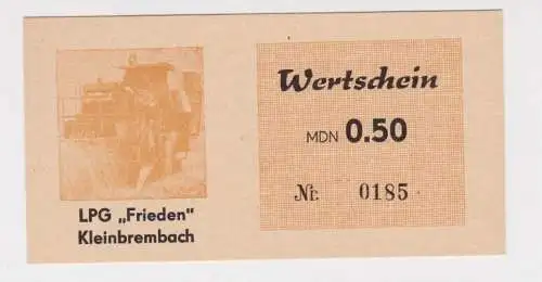 0,50 Mark Wertschein DDR für LPG Geld LPG "Frieden" Kleinbrembach (165717)