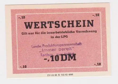 0,10 Mark Wertschein DDR für LPG Geld LPG "Immerbereit" Tarthun (165668)