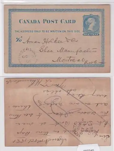 907240 Ganzsachen Postkarte Kanada 1 Cent nach Montreal 1881