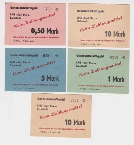 5 Banknoten 0,50 und 10 Mark DDR LPG Geld "KKarl Marx" Liebstedt (165524)