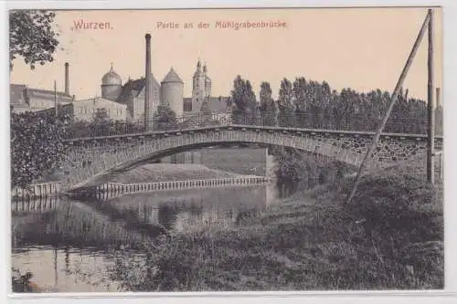 61478 AK Wurzen - Partie an der Mühlgrabenbrücke 1914