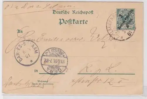 42621 DOA Ganzsache Langenburg über Daressalam nach Gera 1901 Deutsch Ostafrika