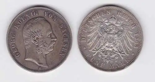 5 Mark Silbermünze Sachsen König Georg 1903 Jäger 130 f.vz (138331)