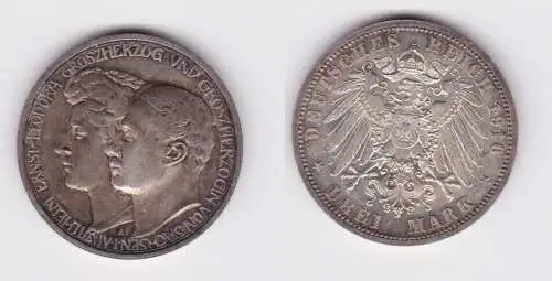 3 Mark Silbermünze Sachsen Weimar Eisenach 2. Hochzeit 1910 Jäger 162 vz(131935)