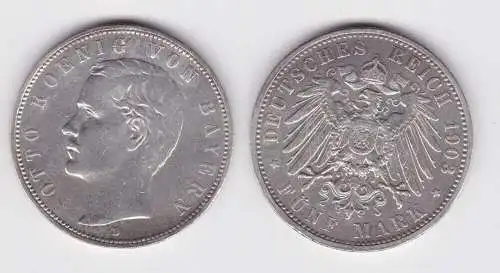 5 Mark Silbermünze Bayern König Otto 1903 Jäger 46 ss (130776)