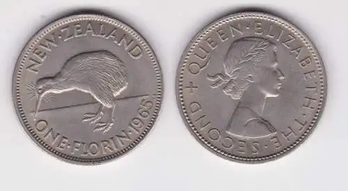 1 Florin Kupfer-Nickel Münze Neuseeland 1965 Kiwi (139103)