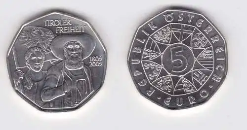 5 Euro Silber Münze Österreich Tiroler Freiheit 1809-2009 Stgl. (139456)