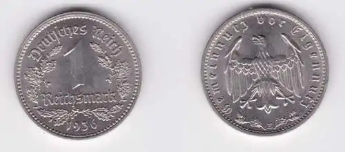 1 Mark Kupfer Nickel Münze III.Reich 1936 E Jäger Nr. 354 (135768)