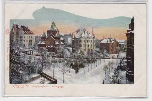 75647 AK Chemnitz - Stephansplatz mit Synagoge und Stadtvillen um 1900