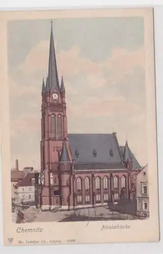 902861 AK Chemnitz - Nicolaikirche, Außenansicht um 1900