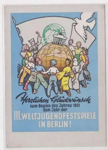 905659 AK Herzlichen Glückwunsch III. Weltjugendfestspiele in Berlin! 1951