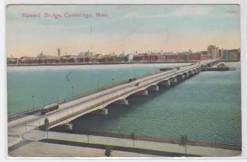 905251 AK Cambridge Massachusetts - Harvard Bridge (Brücke) mit Straßenbahn 1912