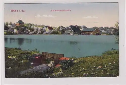 904421 Ak Grüna - Am Poltermühlenteich mit Rasenpartie 1931