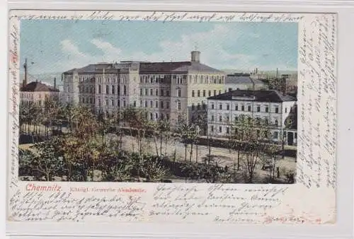 906474 Ak Chemnitz - Königl. Gewerbe Akademie, Totalansicht mit Waldpartie 1903