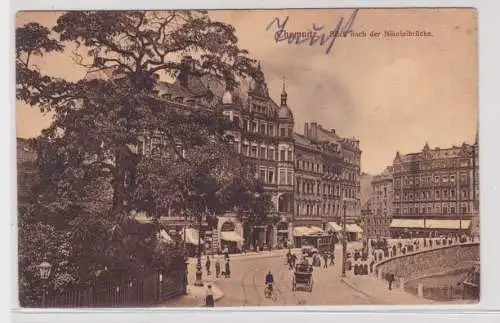 905703 Ak Chemnitz - Blick nach der Nikolaibrücke, Straßenansicht m. Straßenbahn