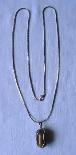 schöne Kette mit Anhänger Tigerauge mit Fassung aus 835er Silber (105456)