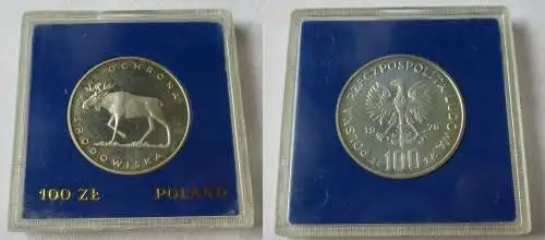 100 Zloty Silber Münze Polen Elch 1978 PP (134148)