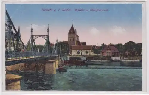 902471 Ak Hameln an der Weser Brücke und Münsterwall um 1920