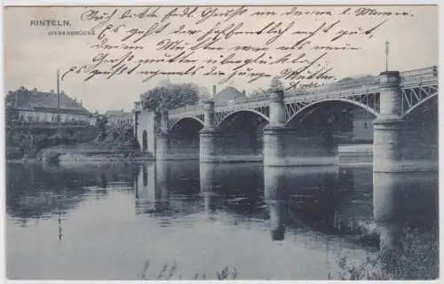 902197 Ak Rinteln an der Weser Weserbrücke 1909