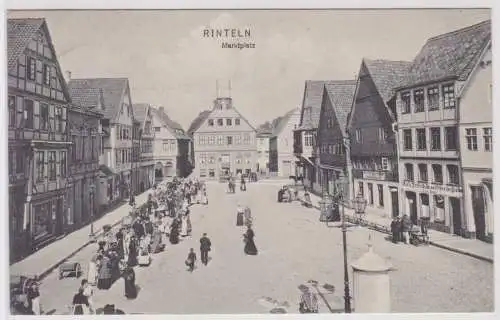 902199 Ak Rinteln an der Weser Marktplatz mit Geschäften 1910