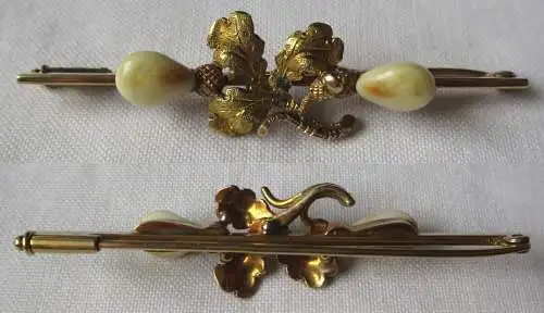 hochwertiger Grandel Brosche aus 585er Gold Hirschzähne Trachtschmuck (145086)