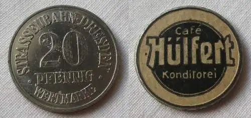 20 Pfennig Wertmarke Strassenbahn Dresden Café Konditorei Hülfert (114501)