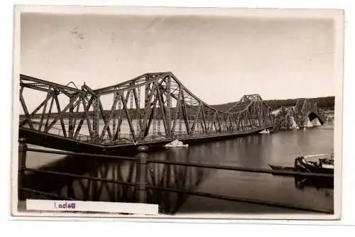 63731 Foto AK Leslau in Pommern zerstörte Weichselbrücke 1940