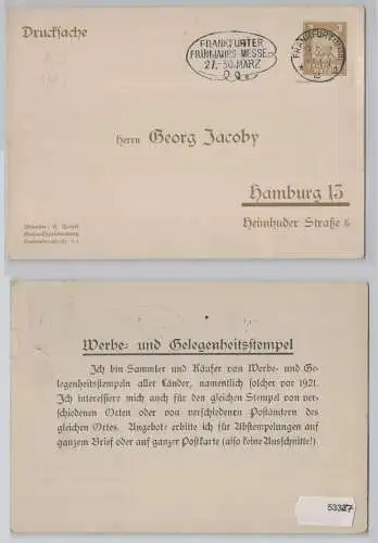 53327 DR Ganzsachen Postkarte PP77/A3 Hamburg Georg Jacoby 1927