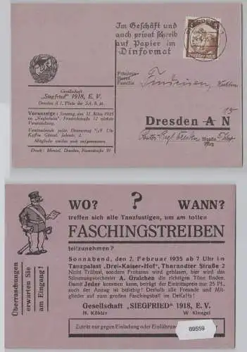 89559 Reklame Karte Dresden Faschings Gesellschaft "Siegfried" 1918 e.V.